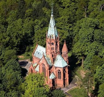 The Sepulchral Chapel of the Grand Duchy in Karlsruhe, aerial view