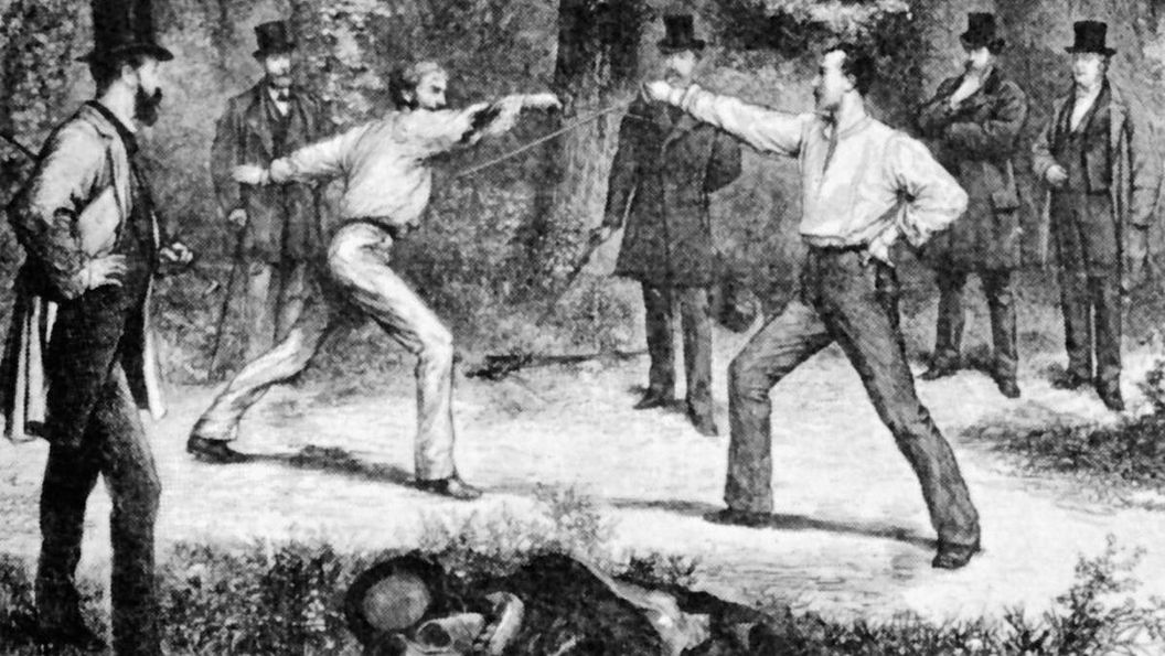 French duel, drawing by Durand, 1874